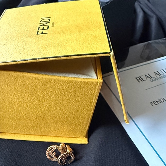 Fendi Rose Gold Circular Logo Earrings - Picture 10 of 10